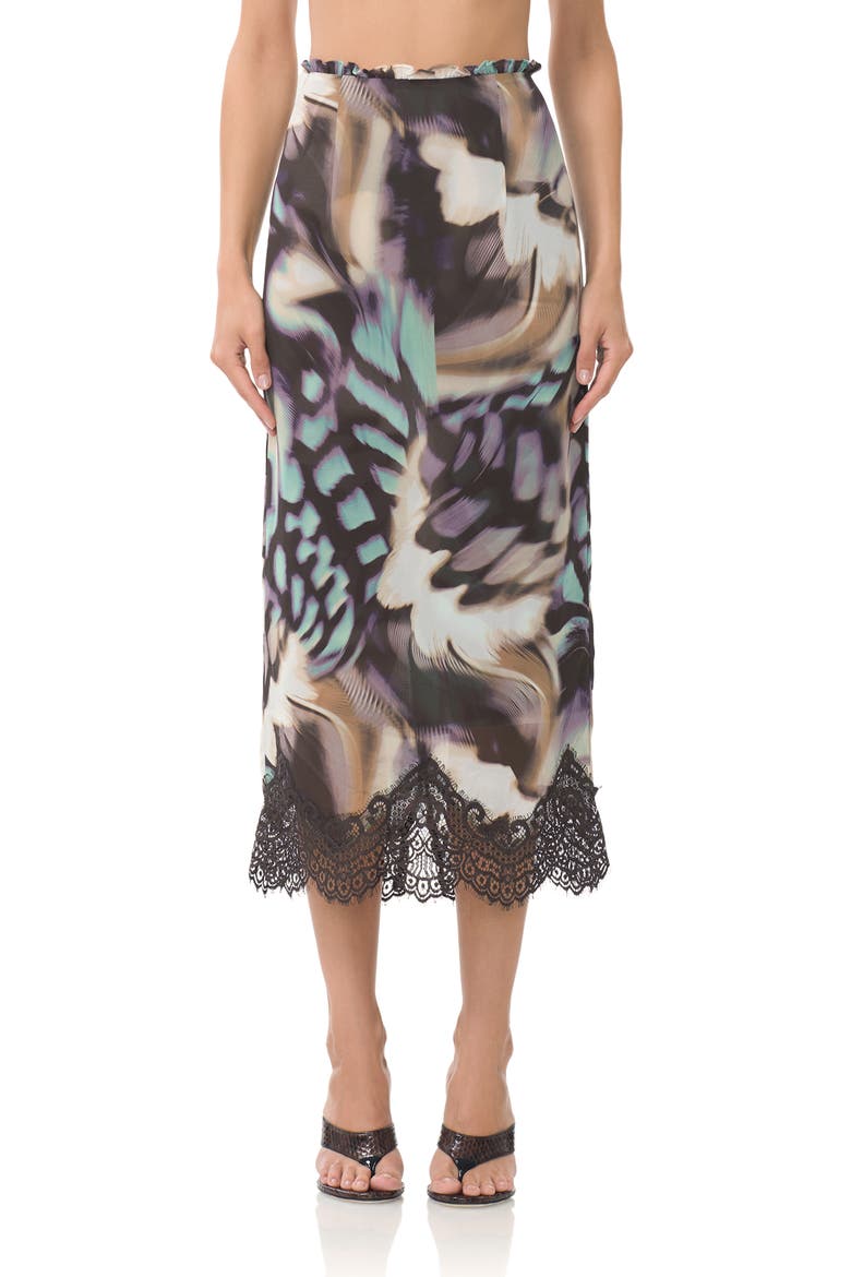 Ackley Lace Trim Midi Skirt, Main, color, FEATHER SWIRL