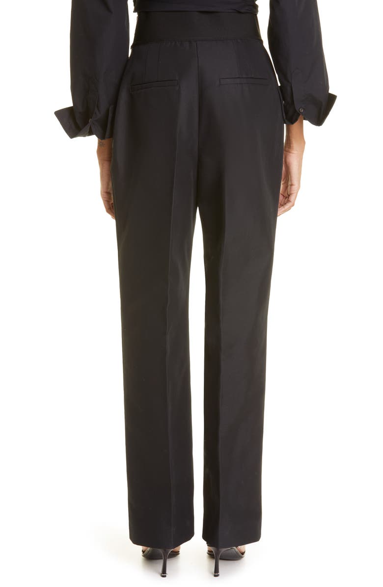 Alexander Wang Logo Waist Cotton Twill Wide Leg Pants, Alternate, color,