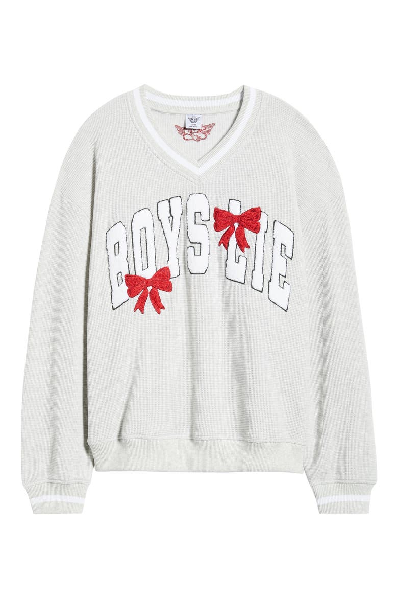 Wrap Me in a Bow Hayley V-Neck Sweatshirt, Alternate, color, HEATHER GREY
