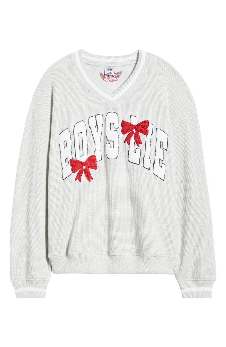 BOYS LIE Wrap Me in a Bow Hayley V-Neck Sweatshirt, Alternate, color, Heather Grey