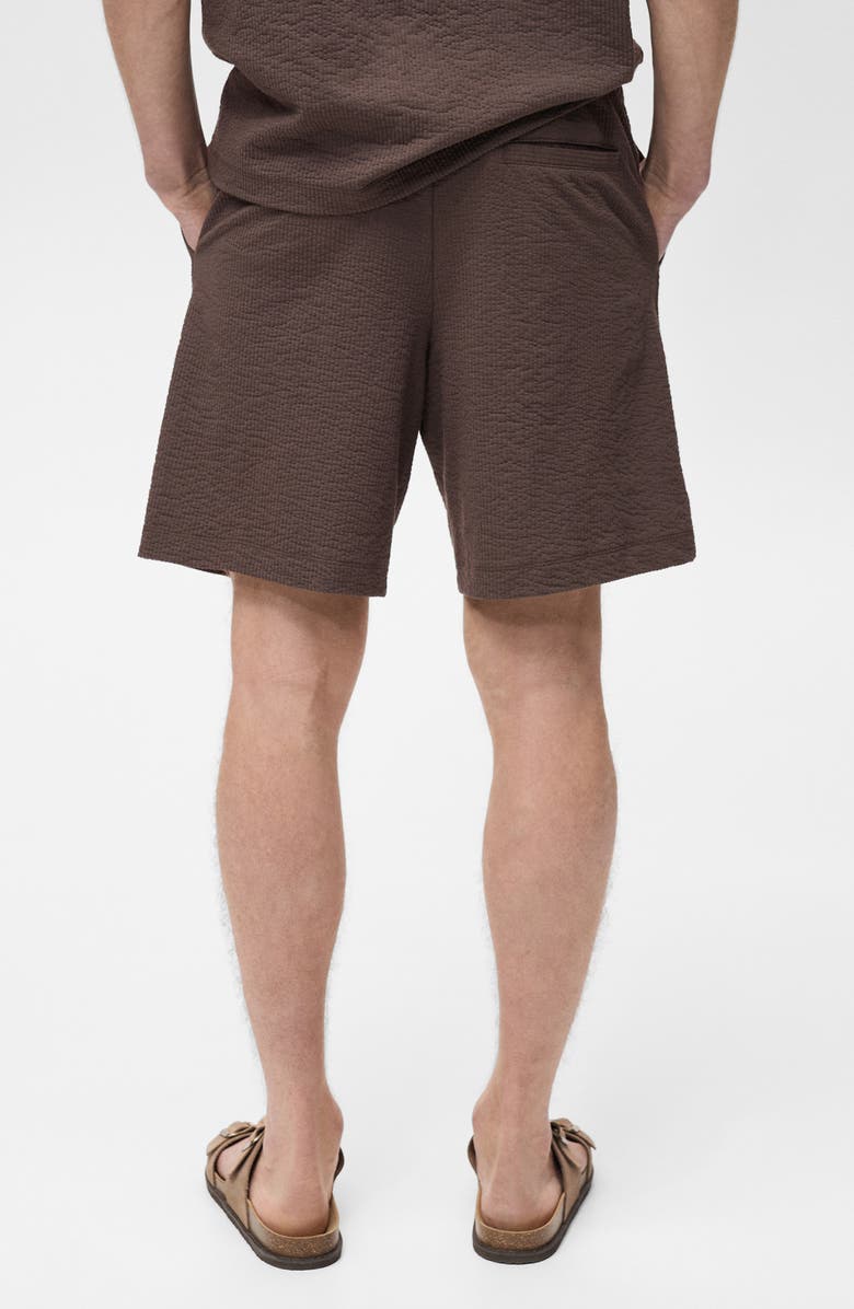 MANGO Drawstring Seersucker Shorts, Alternate, color, 