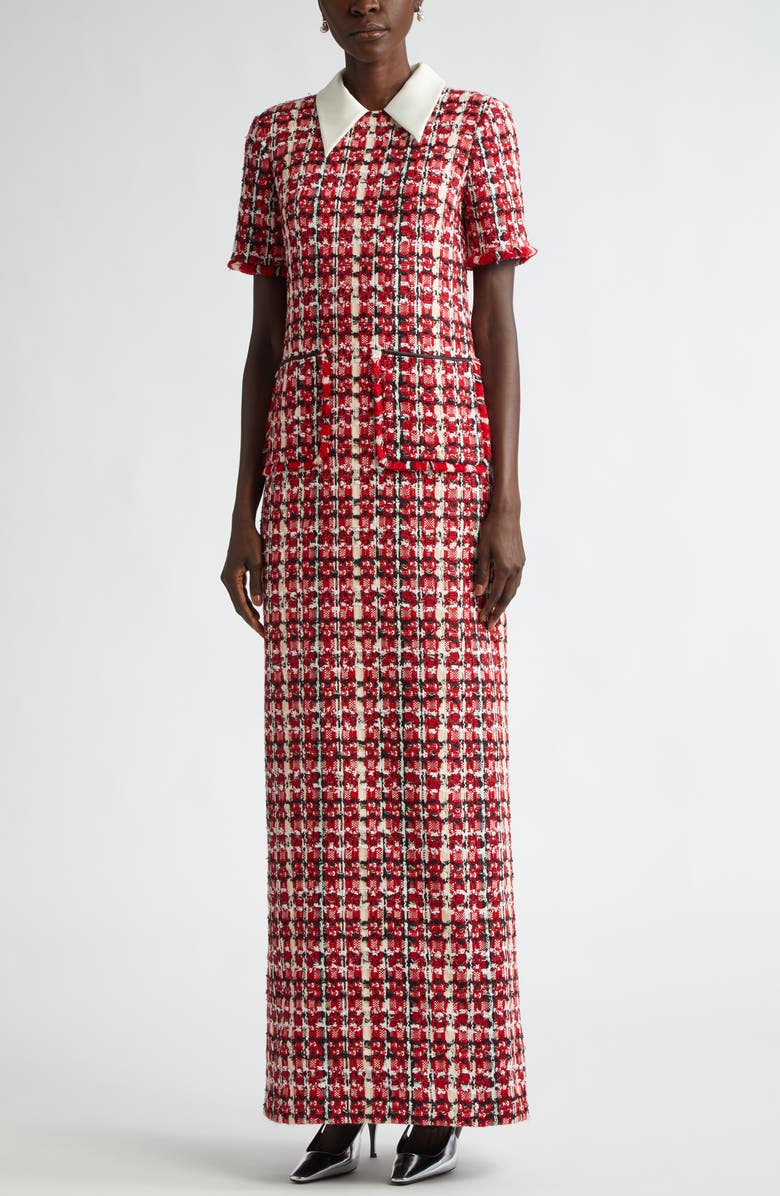 St. John Collection Plaid Eyelash Tweed Gown, Main, color, 