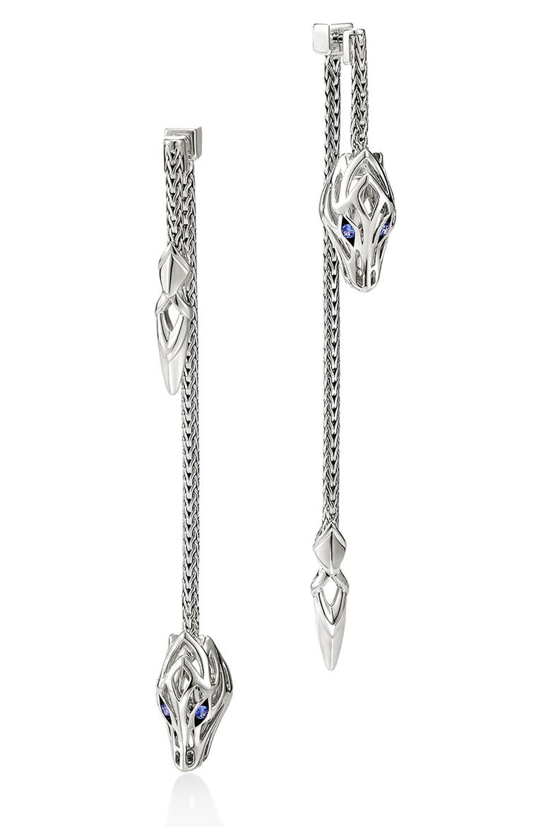 Naga Drop Earrings, Main, color, SILVER