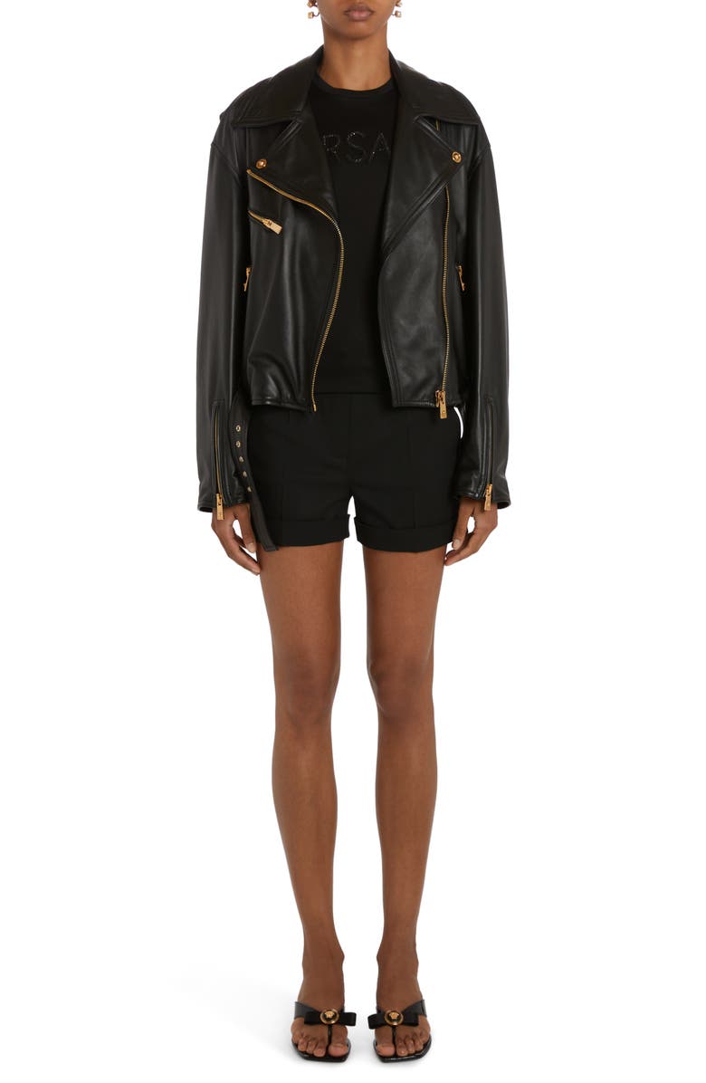 Versace Medusa Stretch Virgin Wool Shorts, Alternate, color,