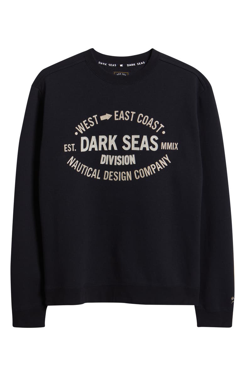 DARK SEAS Waterloo Logo Appliqué Crewneck Sweatshirt, Alternate, color, Black