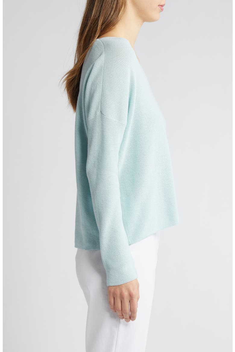 V-Neck Organic Cotton Pullover Sweater, Alternate, color, CLEAR WATER