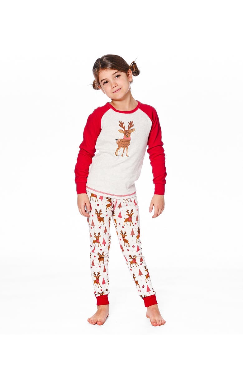 Organic Cotton Two-Piece Pajamas Girly Reindeer, Alternate, color, Grey