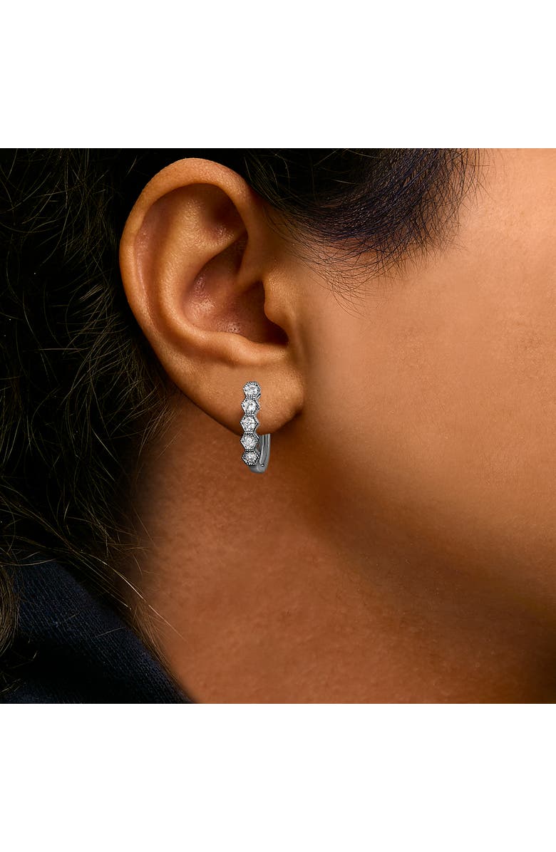 Haus of Brilliance 14K Gold 1/2 Ct Diamond Earring Zig-Zagging Geometric Hoop Earrings, Alternate, color, White