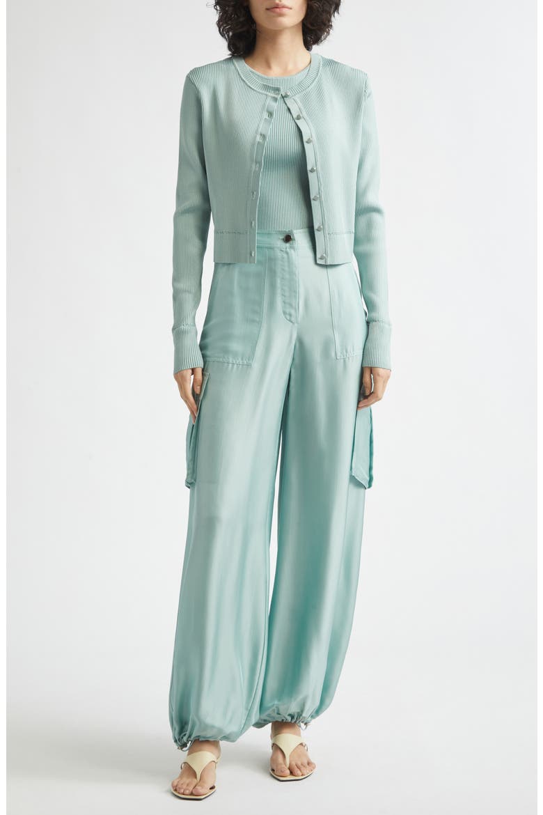 Zoe Crop Fitted Cardigan, Alternate, color, SEABREEZE