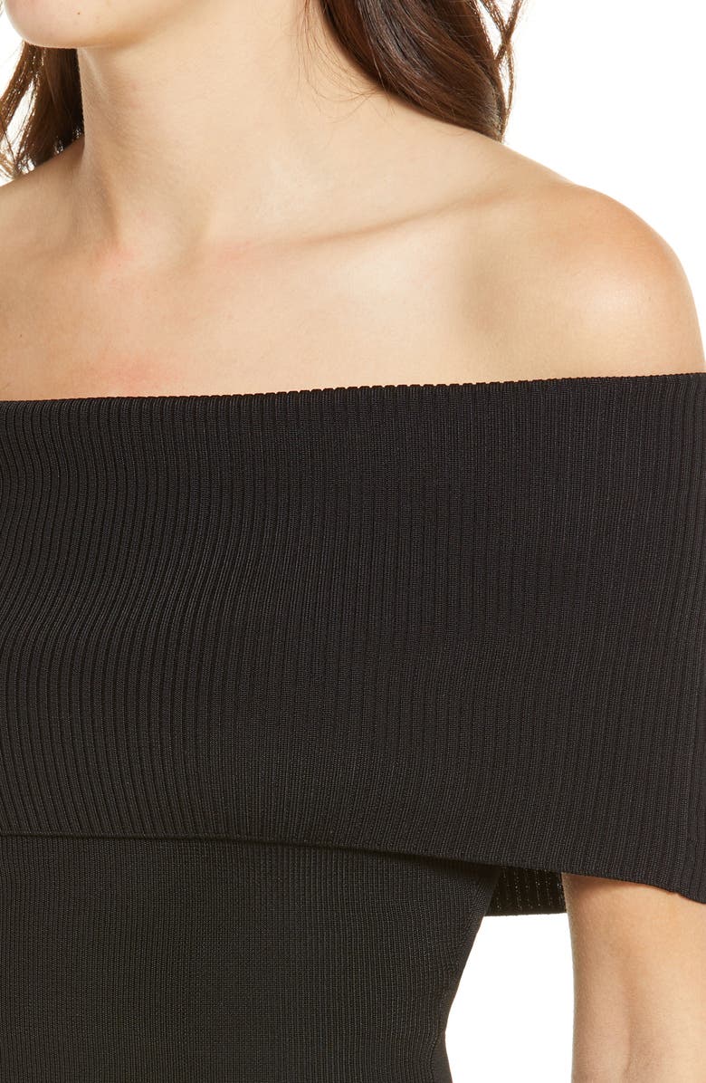 Good American Foldover Rib Crop Top, Alternate, color, 