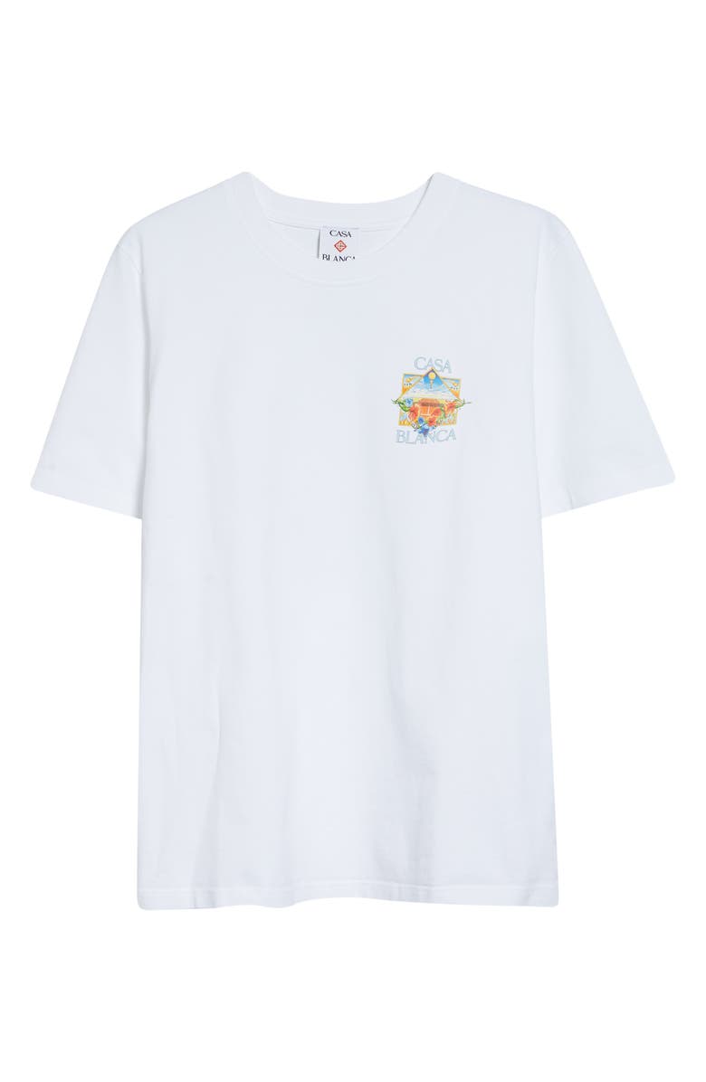Casablanca Tennis Landscape Classic Cotton Graphic T-Shirt, Alternate, color, Bright White Jersey