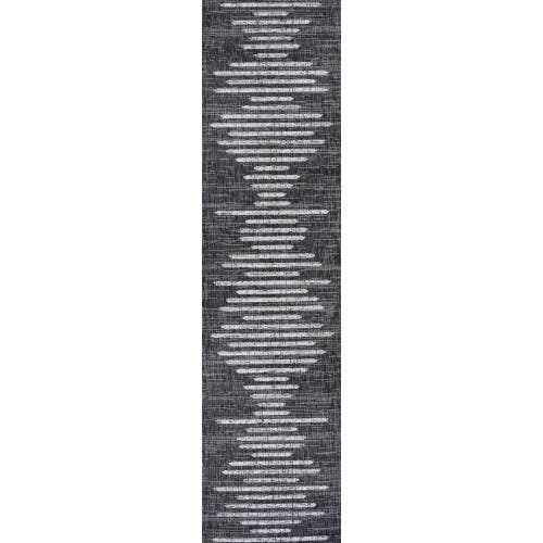 Jonathan Y Zolak Berber Stripe Geometric Indoor/outdoor Area Rug In Black/ivory