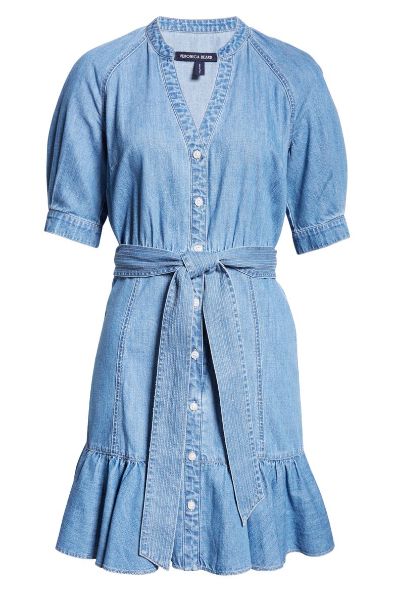 Kanika Belted Denim Minidress, Alternate, color, ICEBERG