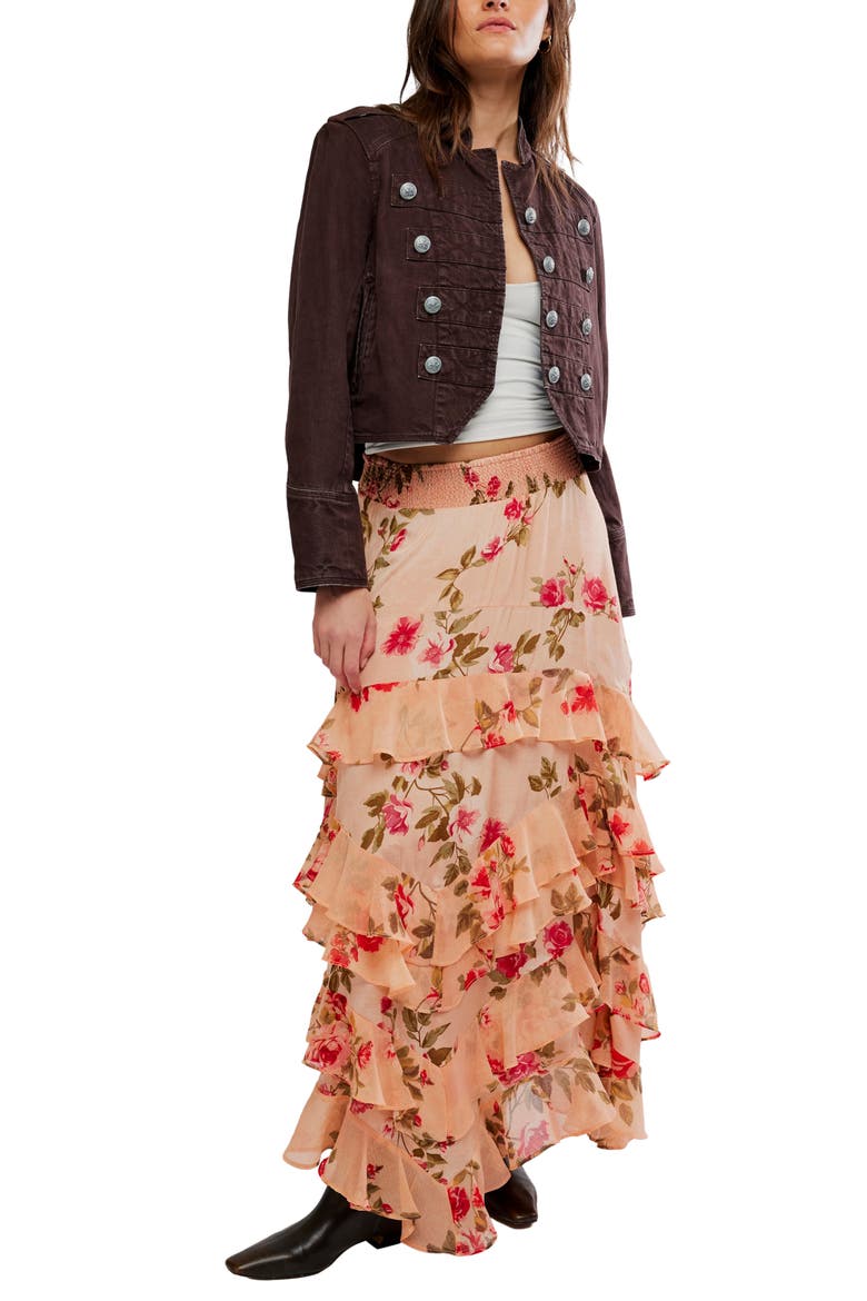 Lolita Floral Ruffle Maxi Skirt, Alternate, color, MAUVE