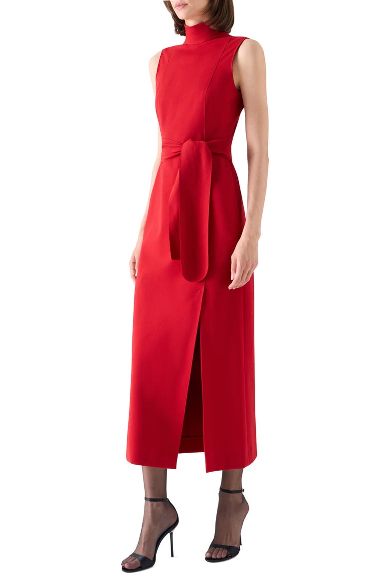 Signature Jersey Mock Neck Midi Dress, Alternate, color, RUSTY RED