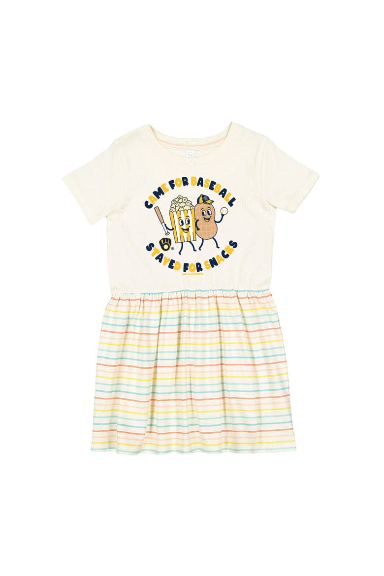 Girls Toddler Soft as a Grape White Milwaukee Brewers Snack Dress, Main, color, White