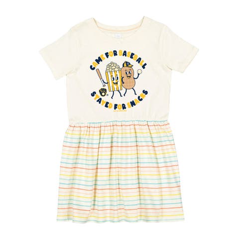 Girls Toddler Soft as a Grape White Milwaukee Brewers Snack Dress