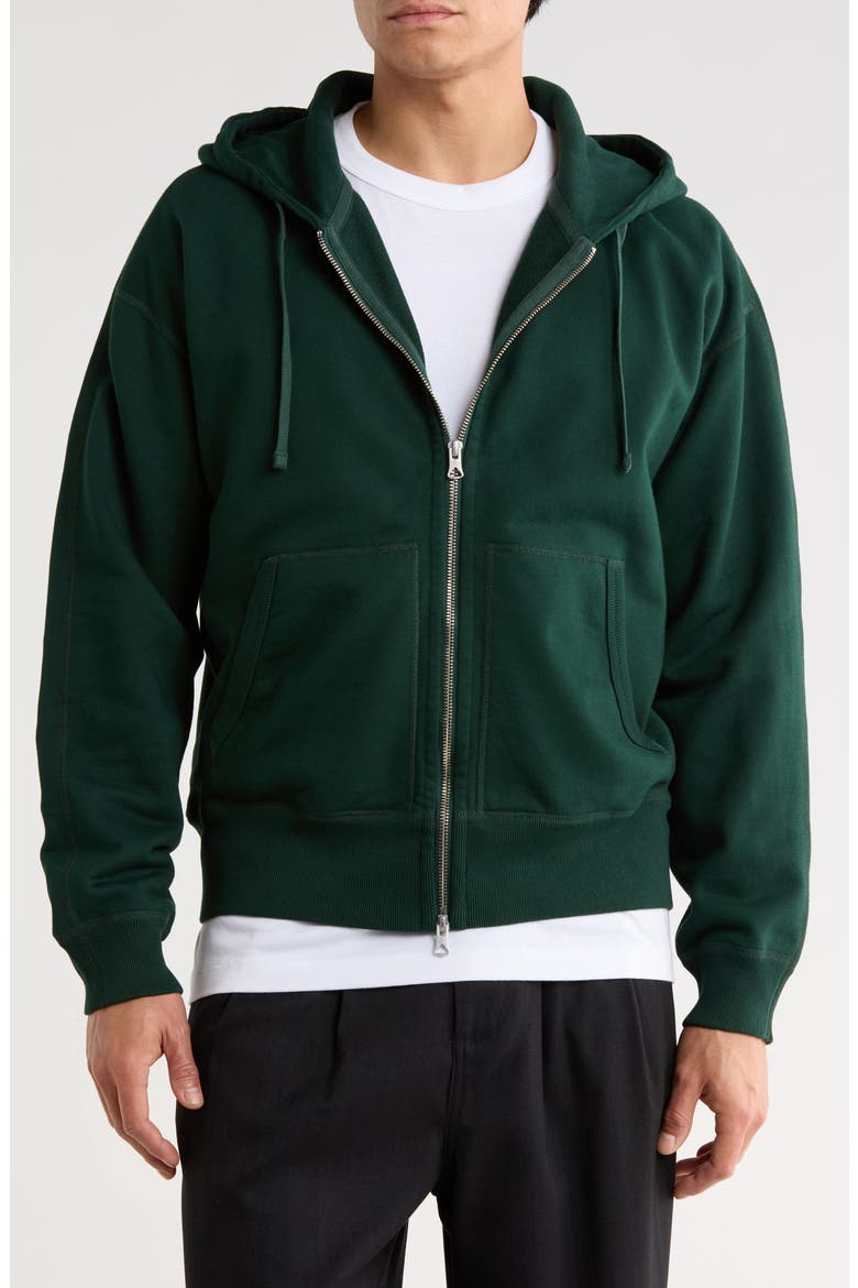 Midweight Terry Relaxed Zip Hoodie, Main, color, BRITISH RACING GREEN