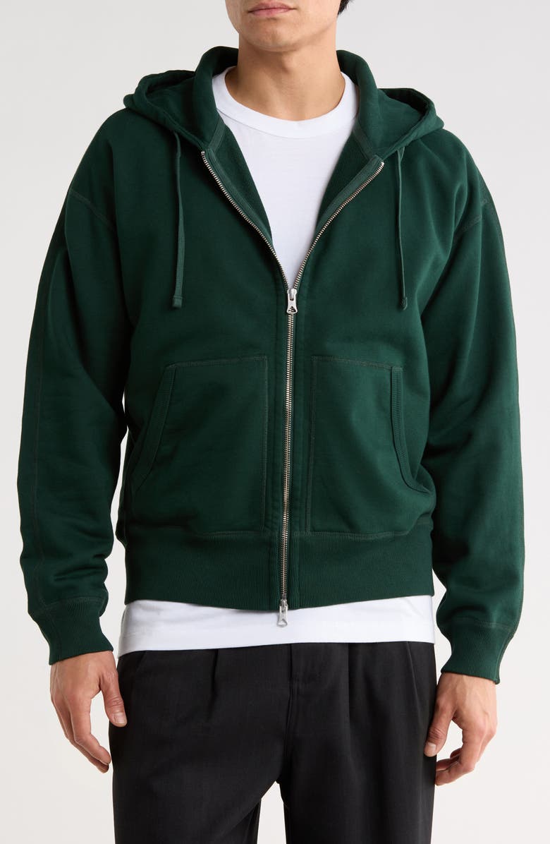 Reigning Champ Midweight Terry Relaxed Zip Hoodie, Main, color, British Racing Green