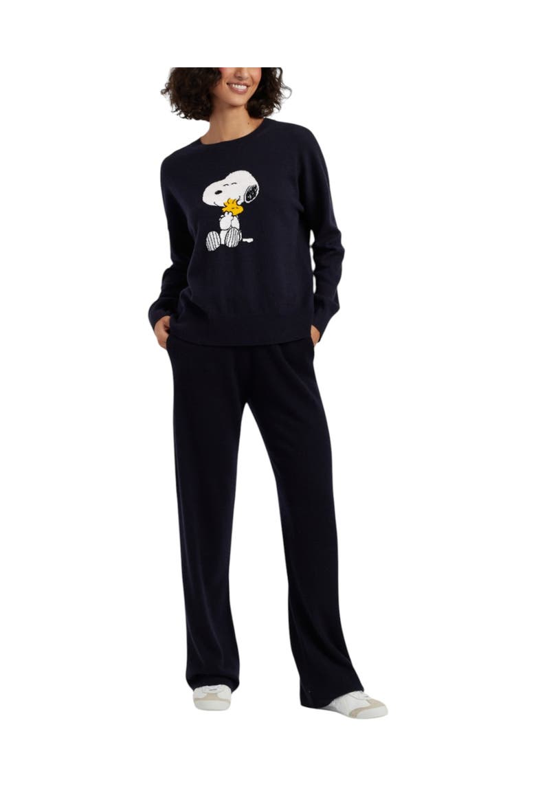 Wool-cashmere Snoopy & Woodstock Sweater, Alternate, color, Navy
