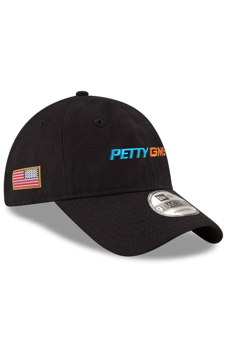 Men's New Era Black Petty GMS Motorsports Enzyme Washed 9TWENTY Adjustable Hat, Alternate, color, Black