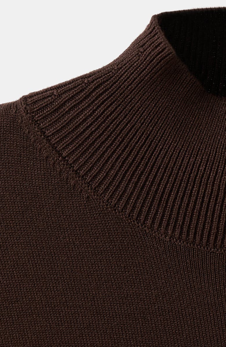 MANGO Tie Waist Mock Neck Sweater, Alternate, color, Chocolate