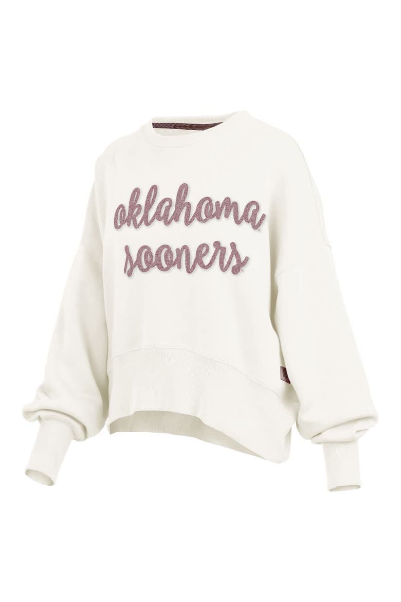 Women's Pressbox Cream Oklahoma Sooners Chelsea Oversized Pullover Sweatshirt, Alternate, color, Cream