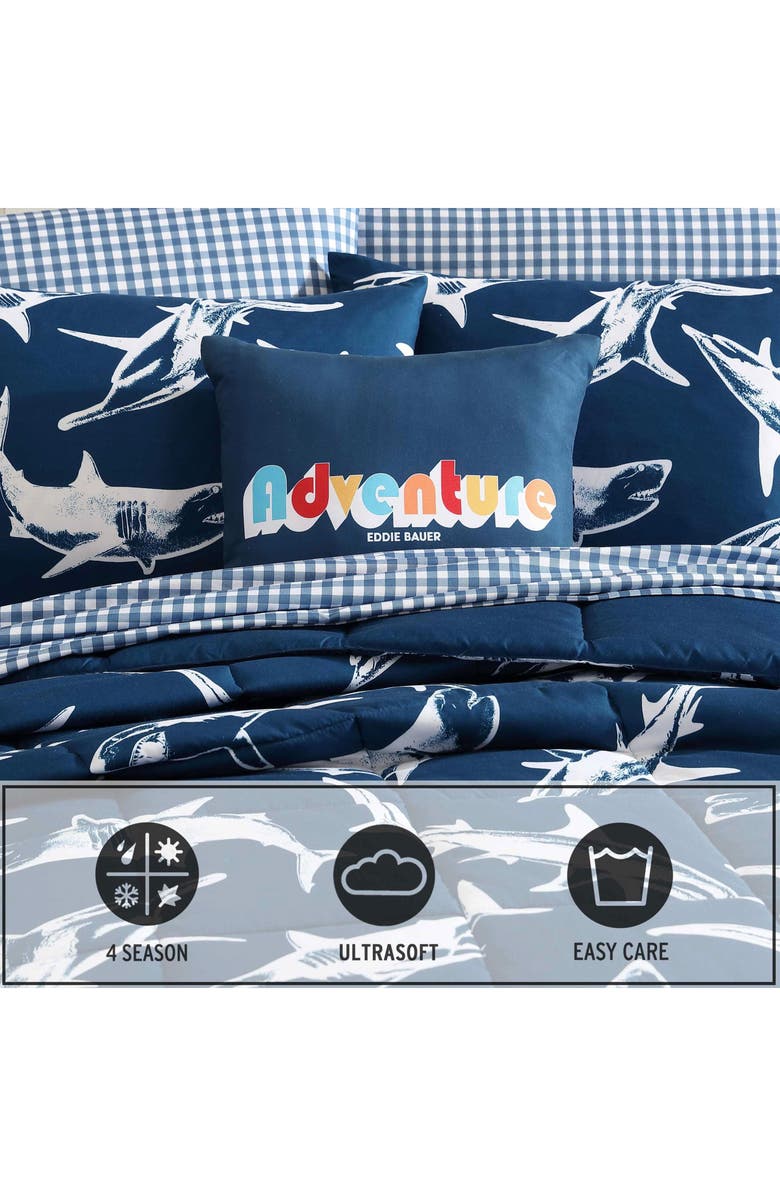 Eddie Bauer Kids' Vinny and Shark Friends 3-Piece Comforter Set, Alternate, color, Navy/ White