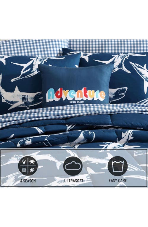 Eddie Bauer Kids' Vinny And Shark Friends 3-piece Comforter Set In Navy/white