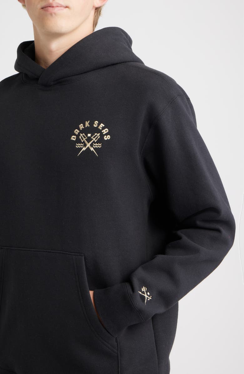 DARK SEAS Alamo Logo Graphic Fleece Hoodie, Alternate, color, Black