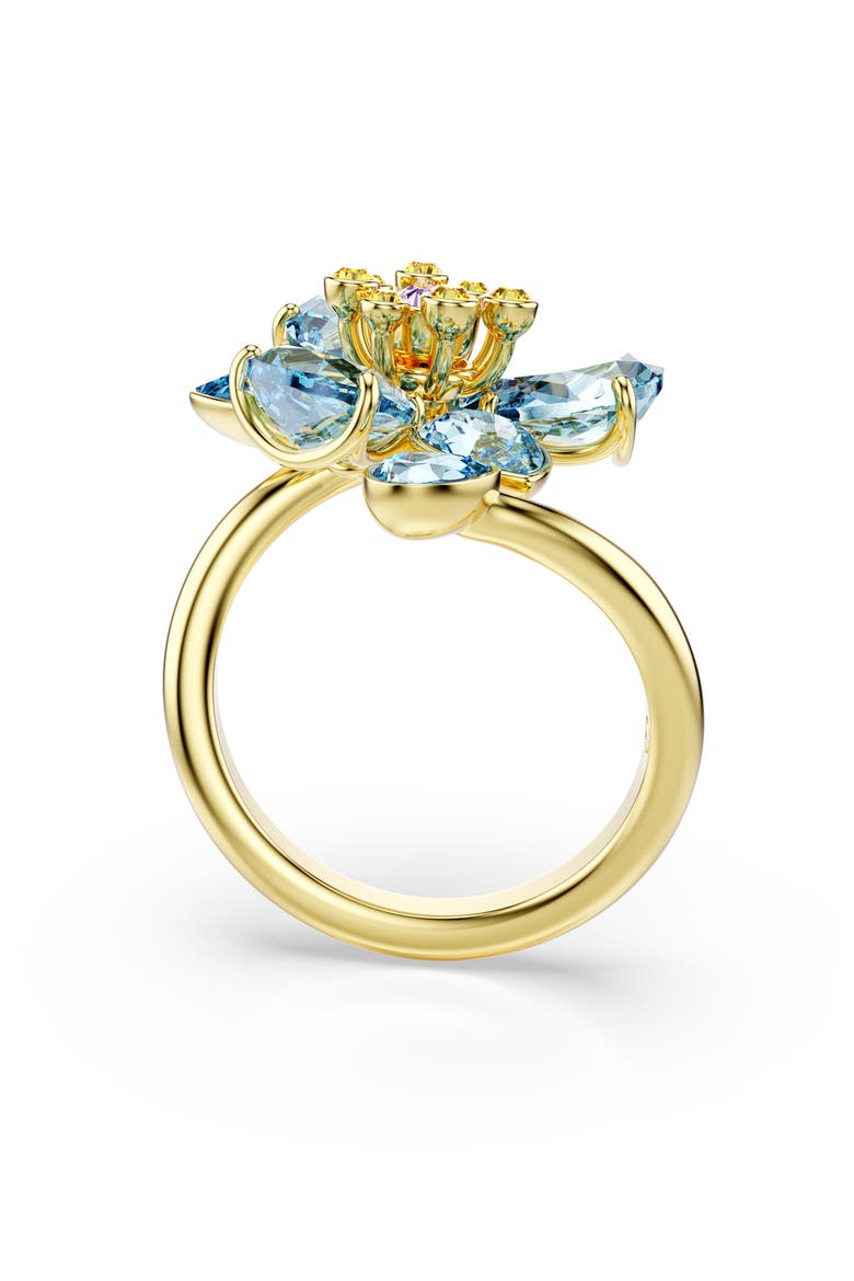 Idylla Crystal Flower Open Ring, Alternate, color, BLUE