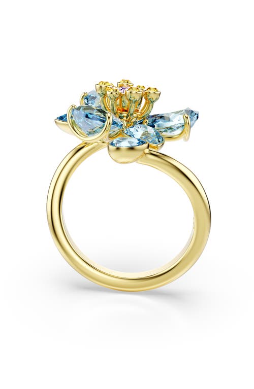 Swarovski Idylla Crystal Flower Open Ring In Blue