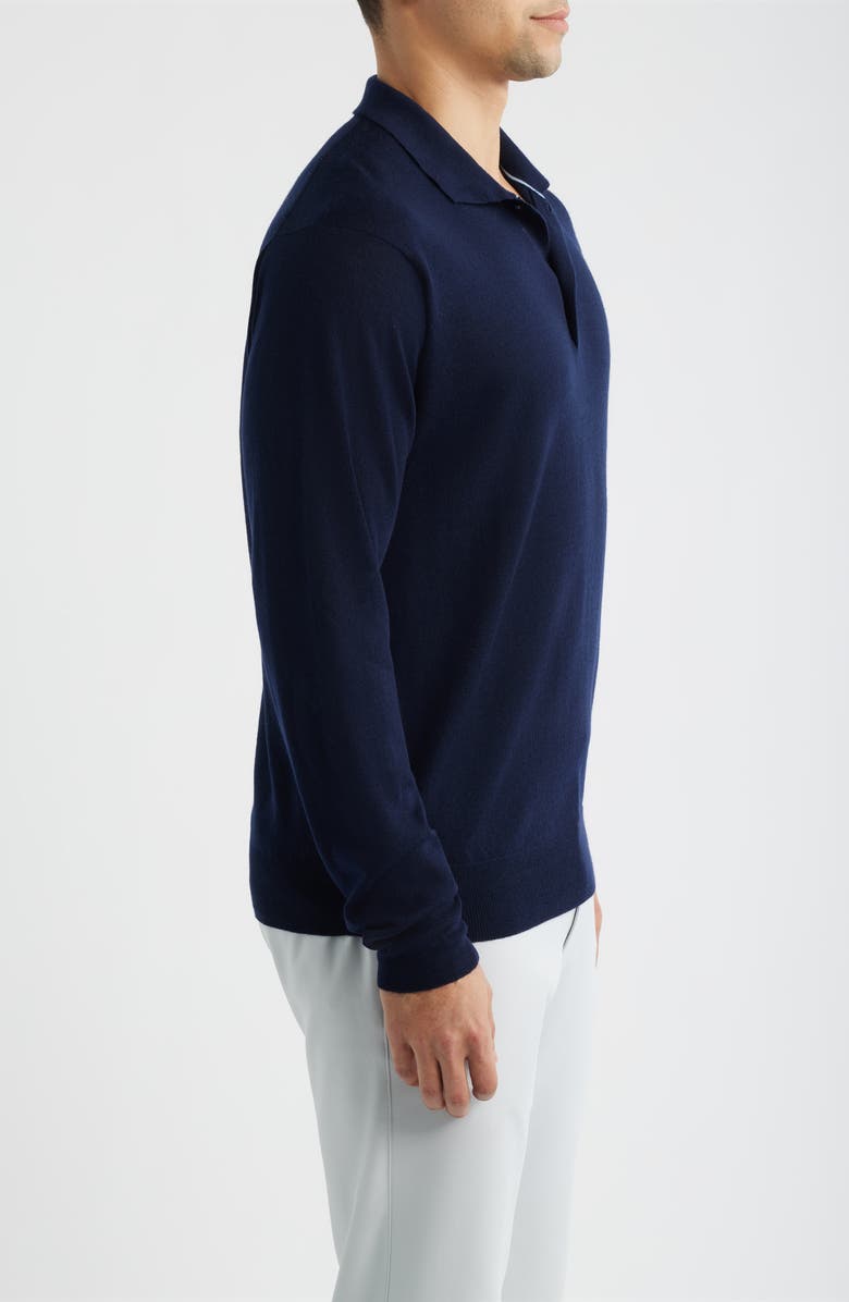 Greyson Saratoga Merino Wool Long Sleeve Polo, Alternate, color, Maltese Blue