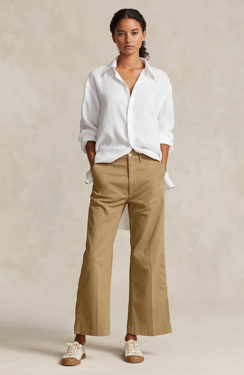 Polo Ralph Lauren Stretch Cotton Twill Wide Leg Crop Pants, Alternate, color,