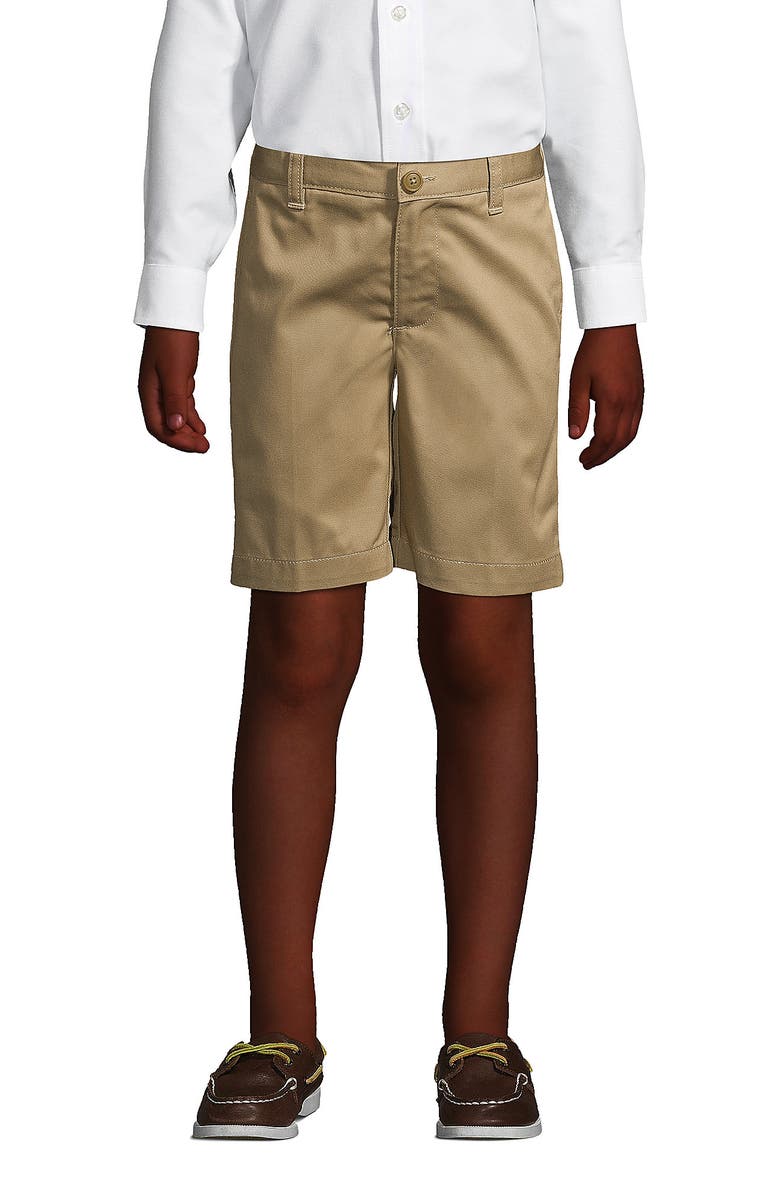 Lands' End Boys Husky Plain Front Blend Chino Shorts, Main, color, Khaki