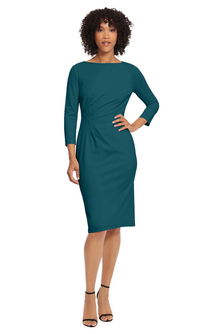 Scuba Knit Sheath Dress, Alternate, color, DEEP TEAL