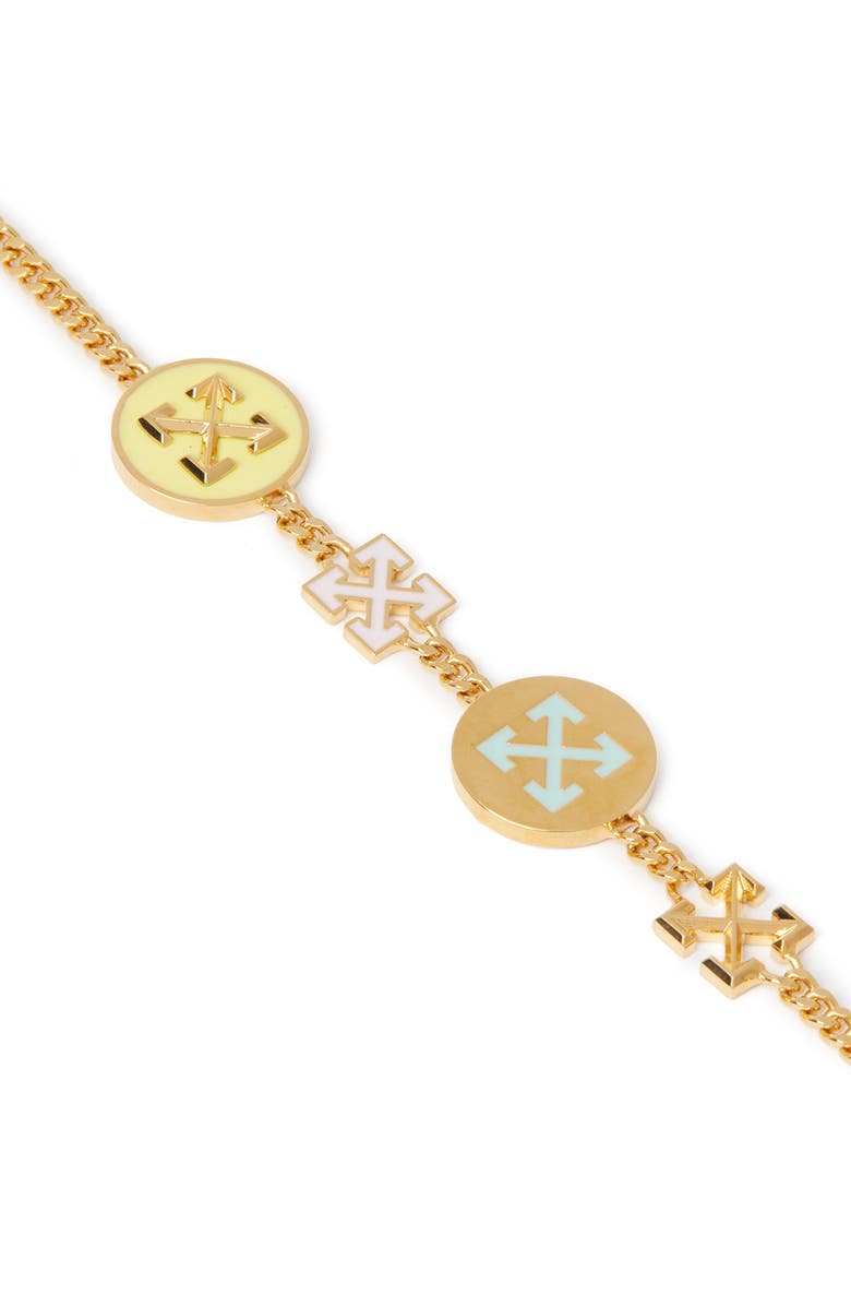 OFF WHITE Women's Gold Arrow Button Bracelet, Alternate, color, Gold