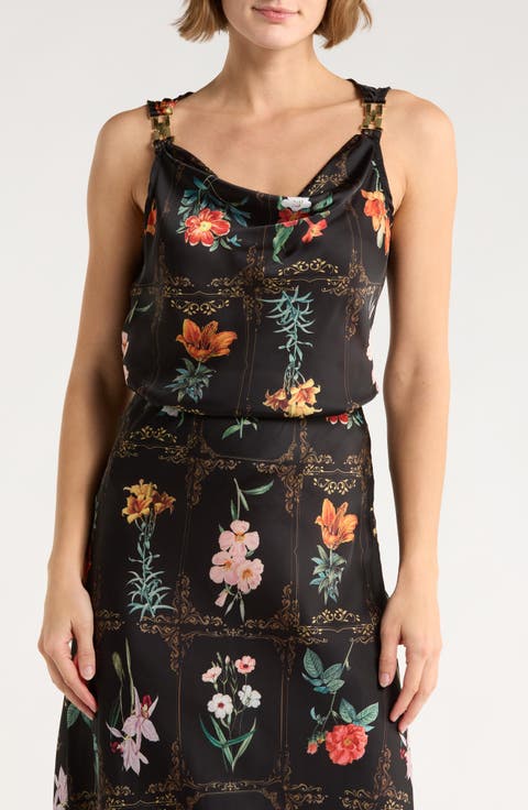 Floral Hardware Satin Top