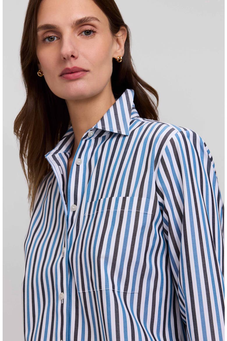 Jodie Stripe Cotton Button-Up Shirt, Alternate, color, INDIGO BLUE/ MULTI