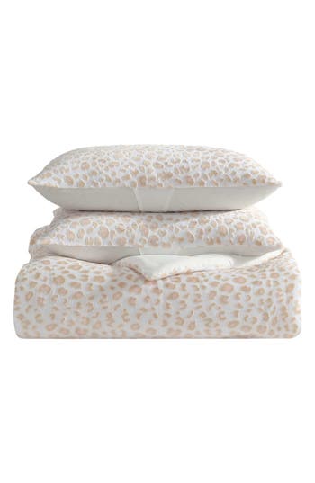 Betsey Johnson Leopard Print Burnout Velvet & Microfiber Comforter Set In Neutral
