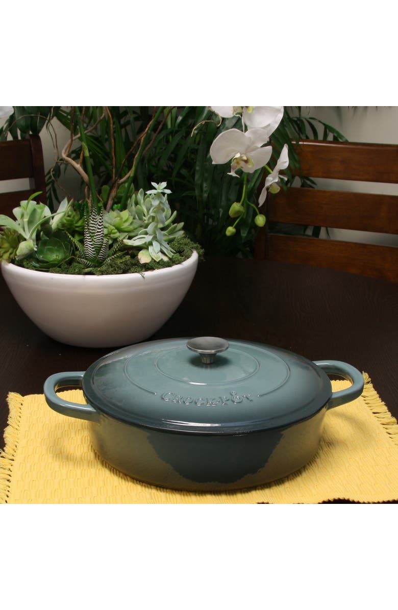 Crock-pot Enameled 5 Quart Cast Iron Round Braiser Pan with Self Basting Lid, Alternate, color, Grey