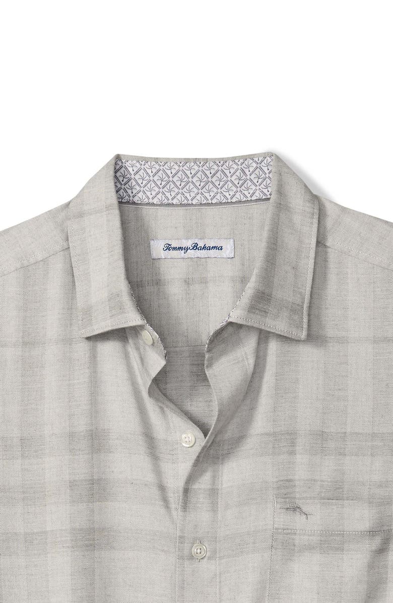 Tommy Bahama Silver Mist Plaid Button-Up Shirt, Alternate, color, Silver Streak