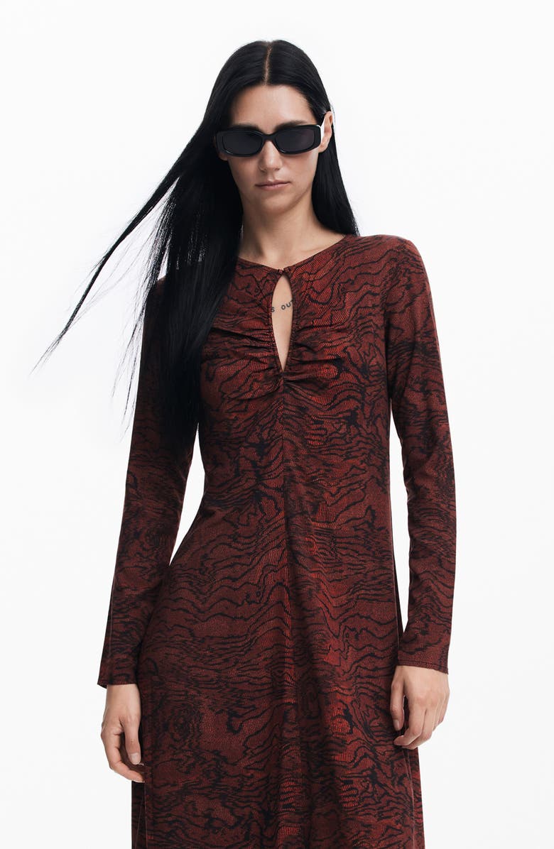 Desigual Print Long Sleeve Maxi Dress, Alternate, color, 