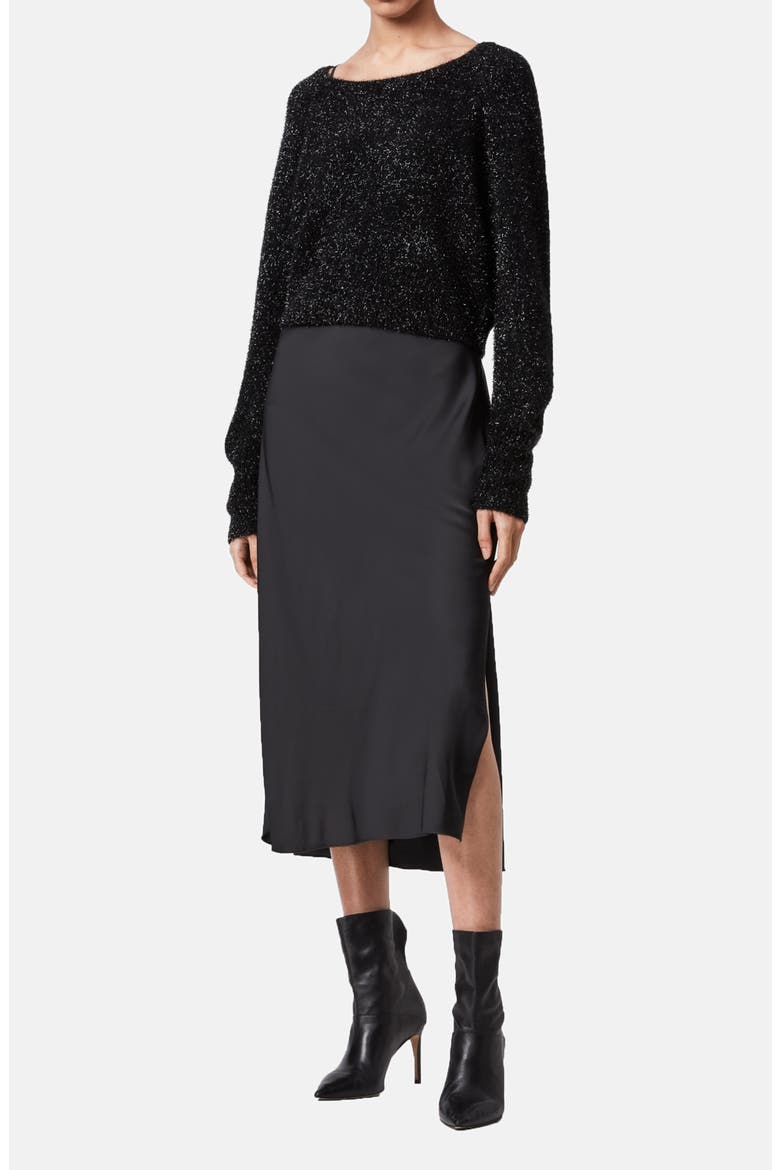 Rosetta Tinsel Two Piece Sweater & Slipdress, Main, color, BLACK