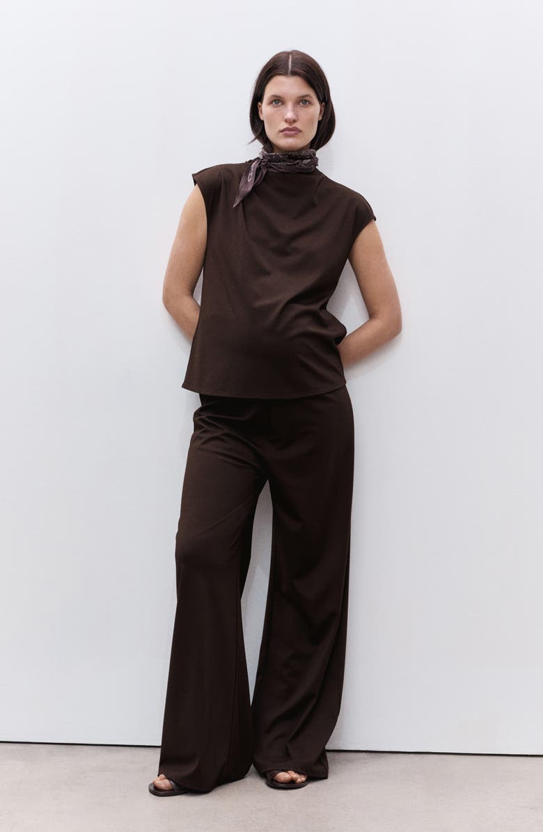 MANGO Fine Knit Wide Leg Maternity Pants, Alternate, color, 