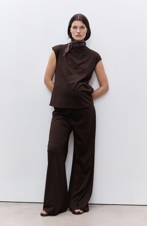 Mango Fine Knit Wide Leg Maternity Pants In Chocolate