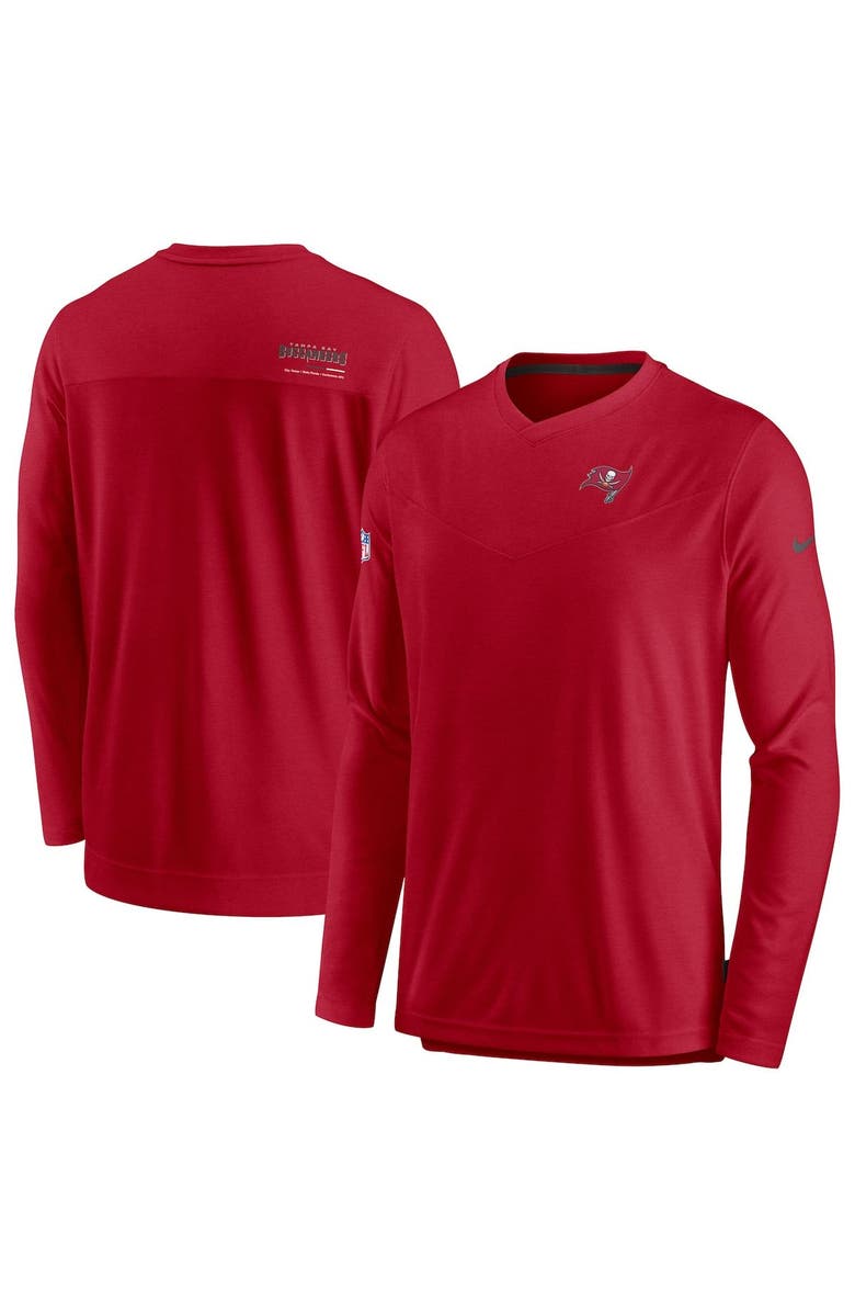Nike Men's Nike Red Tampa Bay Buccaneers Sideline Coach Chevron Lock Up Long Sleeve V-Neck Performance T-Shirt, Main, color, Red