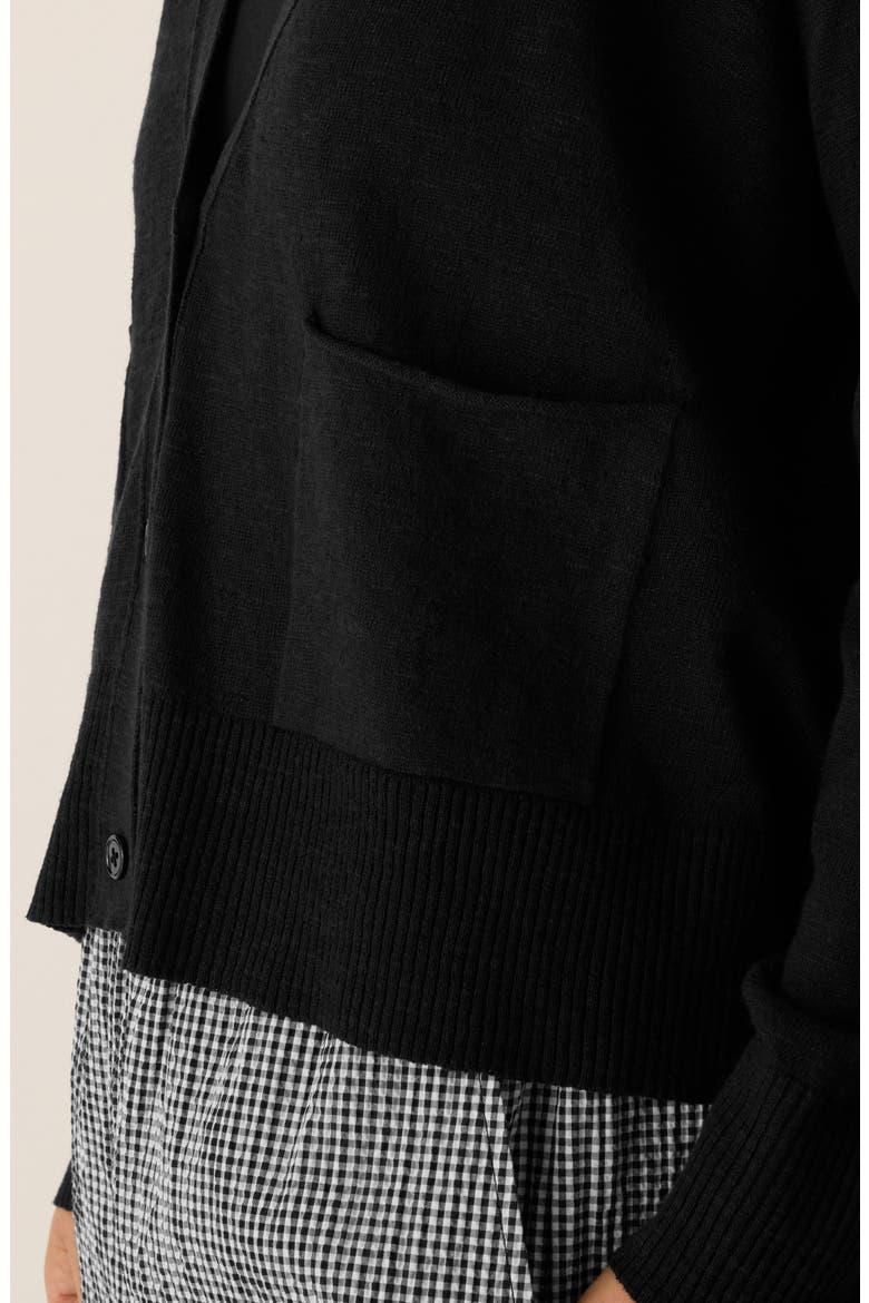 Organic Cotton & Organic Linen Cardigan, Alternate, color, BLACK