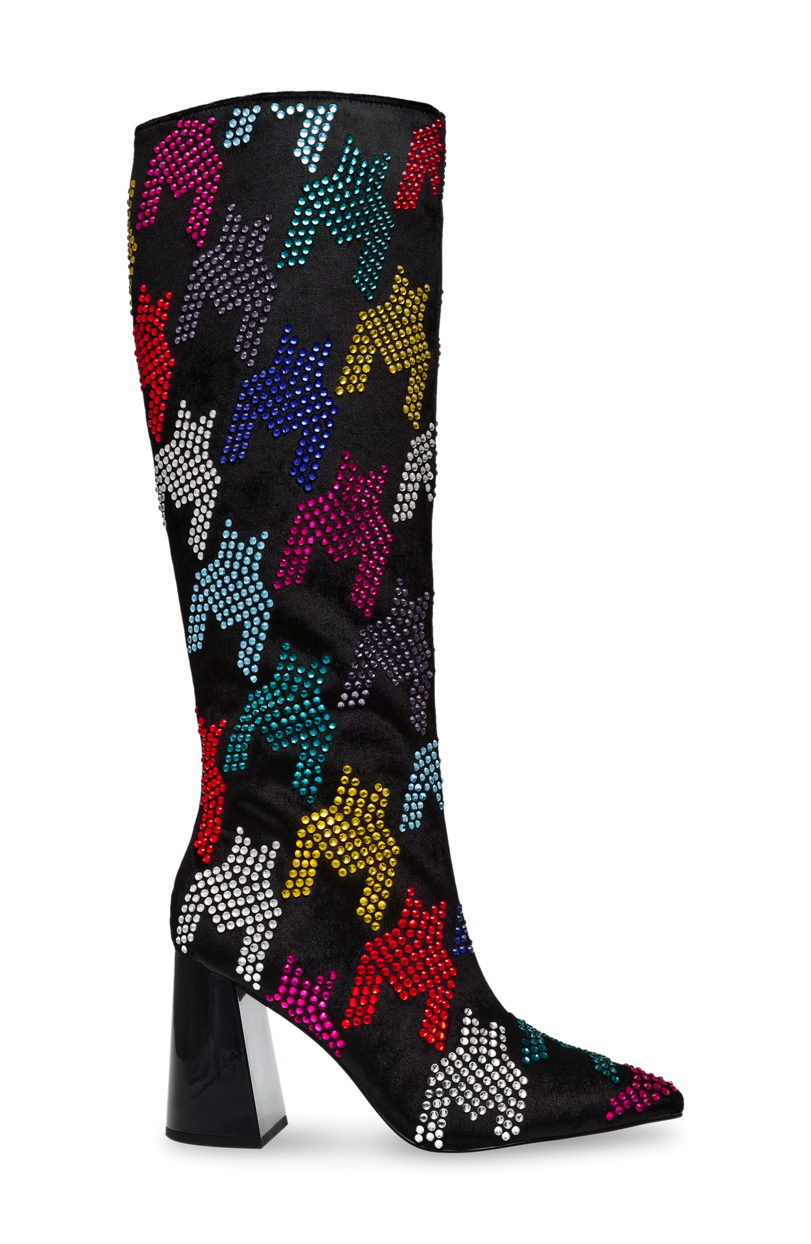 Naomy Pointed Toe Knee High Boot, Alternate, color, BLACK MULTI