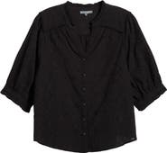 Wit & Wisdom Below Eyelet Lantern Sleeve Top